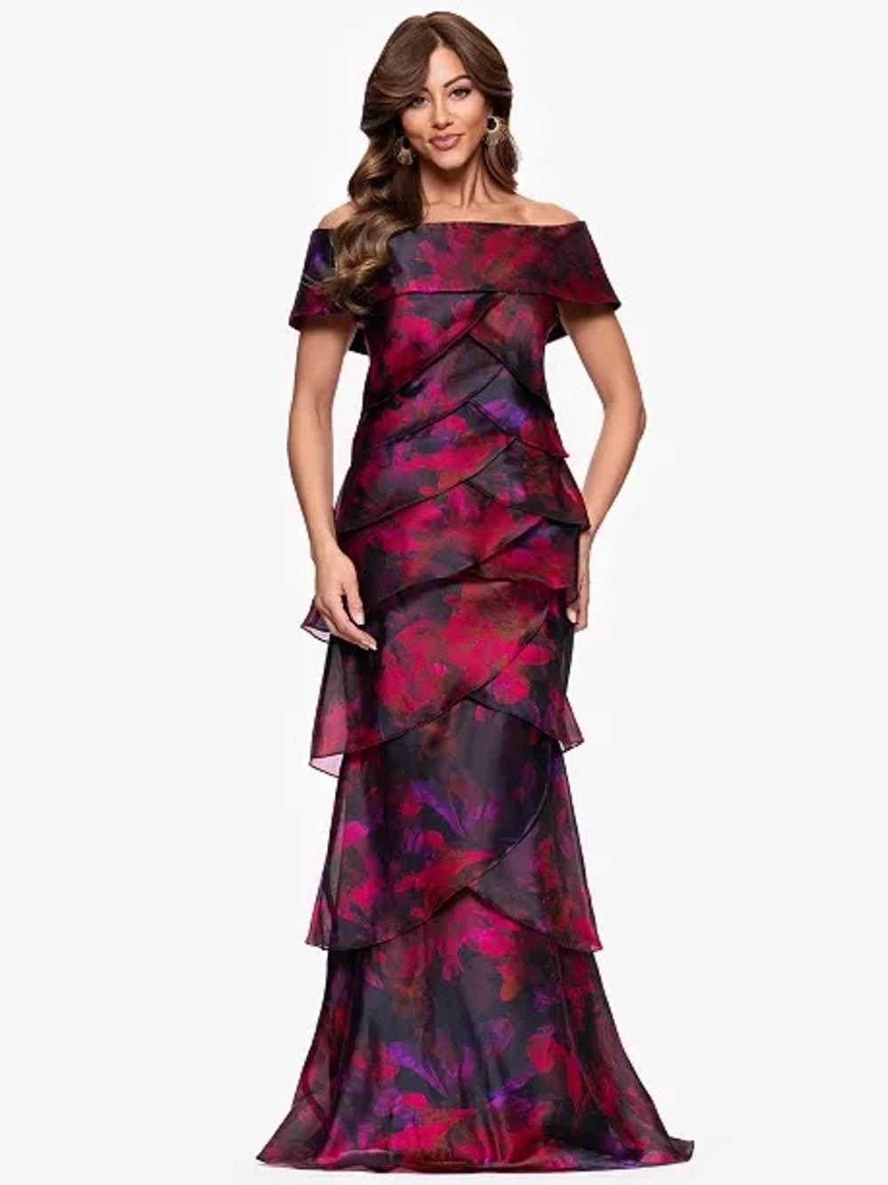 Xscape Black Berry long sheets dress